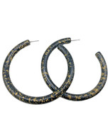 HUGE Hoop Earrings Black Gold Spattered Painted Y2K Boho Ethnic Statemen... - $18.16 CAD