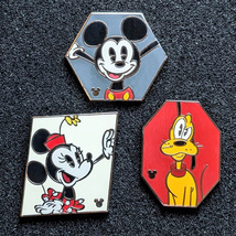 Mickey Mouse Shorts Disney Pins: Geometric Mickey, Minnie, and Pluto - £23.90 GBP