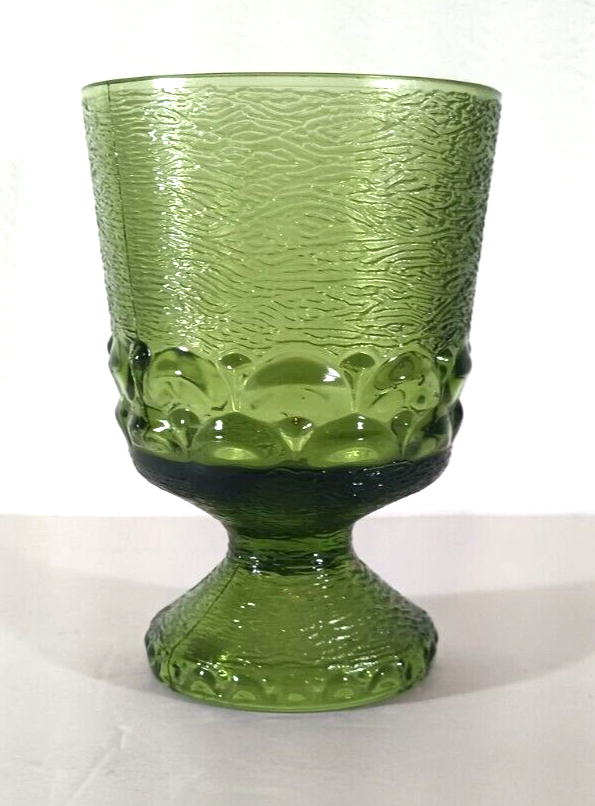 MONTEREY GREEN GLASS WINE WATER GOBLET 5 1/2&quot; Brockway Glass Co - $8.54