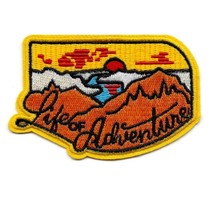 LIFE OF ADVENTURE IRON ON PATCH 3.5&quot; Outdoor Travel Badge Embroidered Ap... - £3.15 GBP
