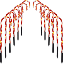 Dazzle Bright 12 Pack 16&quot; Christmas Candy Cane Pathway Markers, Xmas Pathway Lig - £35.15 GBP