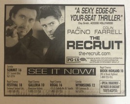 The Recruit Vintage Movie  Print Ad Al Pacino Colin Farrell TPA23 - £4.65 GBP