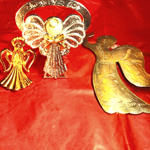 Beautiful VTG. lot of angels~gold Angel brooch w/rhinestones~925? Angel brooch - £22.89 GBP