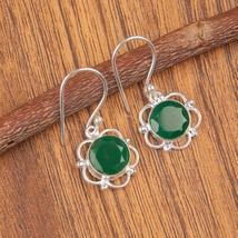 Green Onyx Gemstone 925 Silver Earring Handmade Jewelry Earring 1.40&quot; - £9.17 GBP