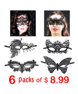 Cytherea Women Black Lace Eye Mask Masquerade Party Halloween Prom 6 Pie... - £7.16 GBP