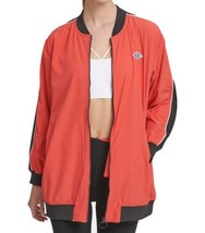 DKNY Womens Activewear Sport Long Line Bomber Jacket Size Medium, Radiant Red - £102.33 GBP