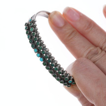 6.5&quot; 30&#39;s-40&#39;s Zuni Stamped silver snake eye turquoise double row cuff bracelet - £344.24 GBP