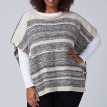 Lane Bryant Womens Short Knit Poncho Sweater OS One Size Palomino Tan Bl... - £29.29 GBP