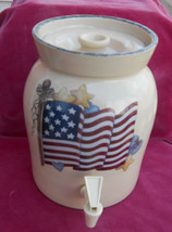 HOME &amp; GARDEN PARTY PITCHER AMERICANA FLAG BEVERAGE CROCK DISPENSER HOT ... - £39.34 GBP