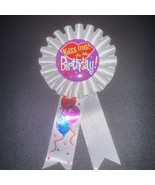 Kiss Me It&#39;s My Birthday Award Ribbon Purple Lapel Pin with White Ruffle - $13.69 CAD