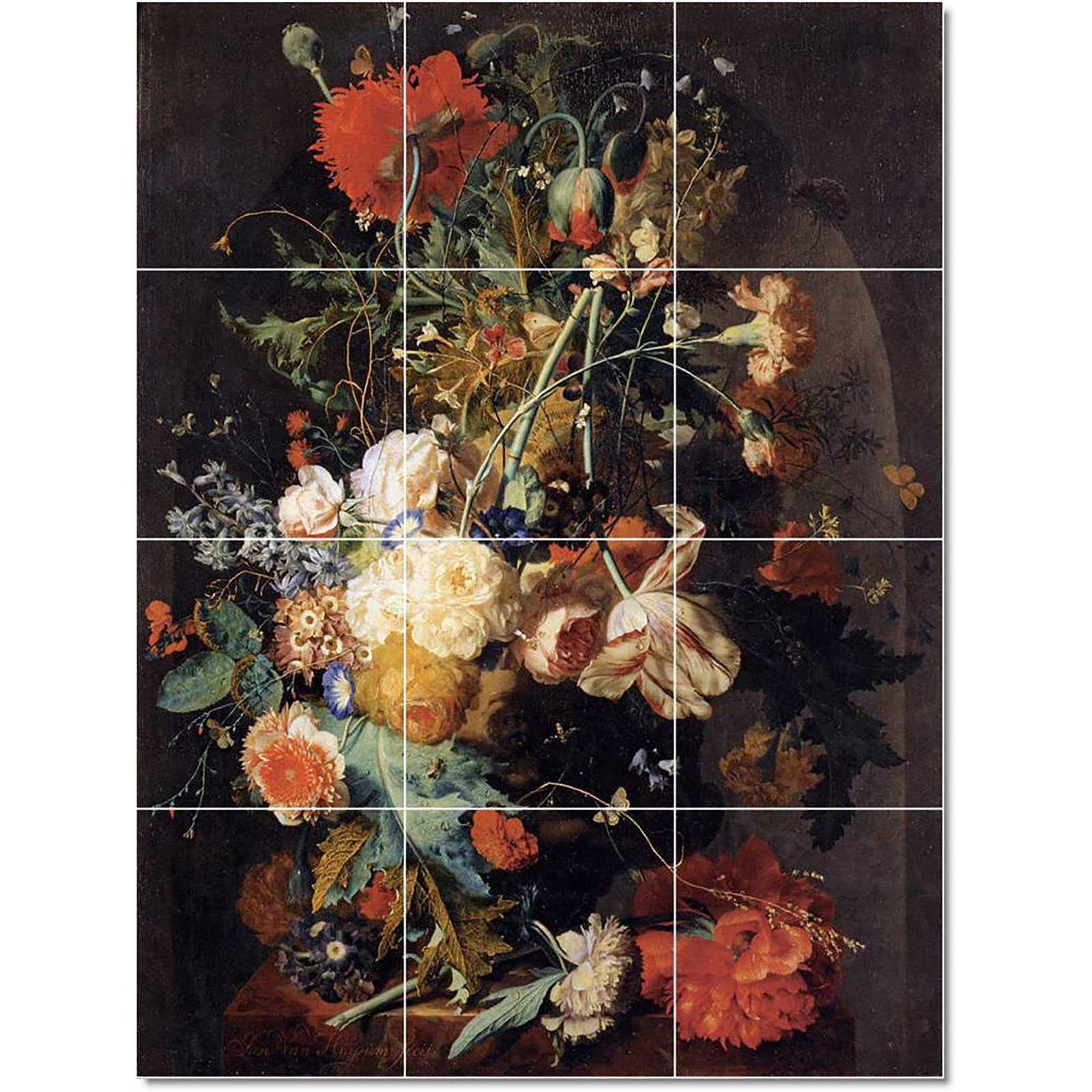 Huysum jan van vase of flowers in a niche