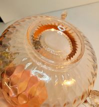 Pink Depression Glass Dolphin Cupped Bowl W Diamond Optic Pattern image 5