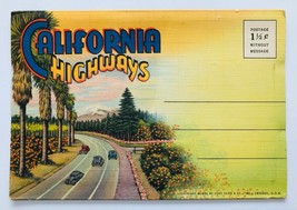 California Highways Souvenir Postcard Linen Color Foldout Vintage 1940 Unposted - £15.45 GBP