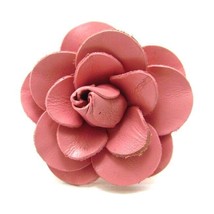Elegant Blooming Pink Rose Genuine Leather Statement Ring - $10.39