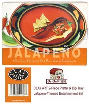 Clay Art Jalapeno Themed 2 pc Ceramic Entertainment Set 1230 New in Original Box - £23.80 GBP