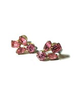 Vintage C1950 Signed Coro Pink Rhinestone Screw Back Earrings - $23.95