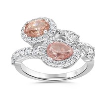 2.25 cttw Lab Grown Pink Pear Oval Diamond  IGI Certified Bypass Ring 14k Gold - $3,276.90