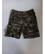 Mens Bugle Boy Cargo Camo Shorts  Sz 36 Green Camouflage 6 Pockets - $200.05 MXN