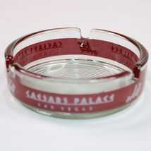 VINTAGE CAESARS PALACE CASINO CLEAR GLASS ASHTRAY WITH RED ATLANTIC CITY... - $11.18