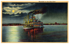 Moonlight on the Ohio River Ship Postcard. - £5.41 GBP