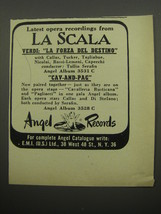 1955 Angel Records Ad - Latest opera recordings from La Scala Verdi - £14.46 GBP