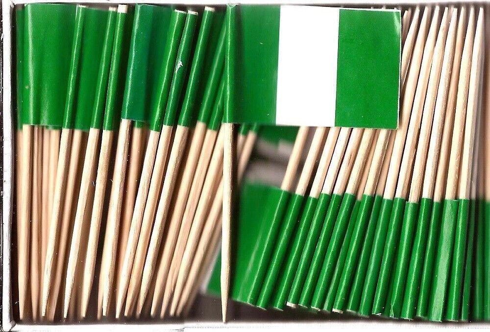 One Box of 100 Nigeria Toothpick Flags, 100 Small Mini International Flags - $7.90