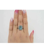 2.45Ct Simulated Aquamarine Vintage Wedding Ring 14K White Gold Plated S... - £74.72 GBP