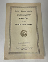 28th Annual Commencement Exercises Balboa High School w/ 2 Tickets 1938 - £15.73 GBP