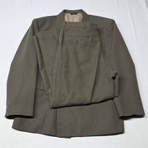 Vtg 90s 44R 36x30 Brown Athletic Double Breasted Mens Coat Jacket Pants Suit - £72.31 GBP