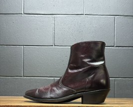 Laredo Burgundy Leather Western Zip Ankle Dress Boots Men’s Sz 11.5 D - £51.73 GBP