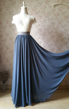Summer Dusty Blue Chiffon Skirt Women Custom Plus Size Chiffon Maxi Skirt image 10