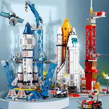 Shuttle, Rocket &amp; Launchpad Constructible Brick Playset - $10.64+