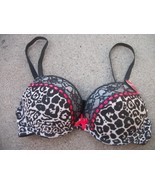 womens bra 34C love affair padded push-up inderwire nwt black pink - $399.07 MXN