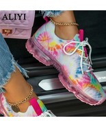 Women Breathable Sneakers 2021 Autumn New Tie Dye Lace Up Ladies Casual ... - $625.05 MXN+