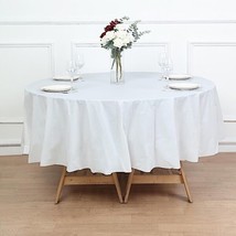White Round 84&quot;&quot; Disposable Plastic Tablecloth Table Cover Affordable Wholesale  - £4.75 GBP