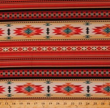 Cotton Southwestern Stripe Aztec Tuscon Red Fabric Print by the Yard D362.41 - £9.39 GBP