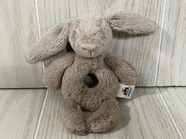 Jellycat Bashful Beige Bunny Grabber small plush rabbit mini baby rattle ring - £9.24 GBP