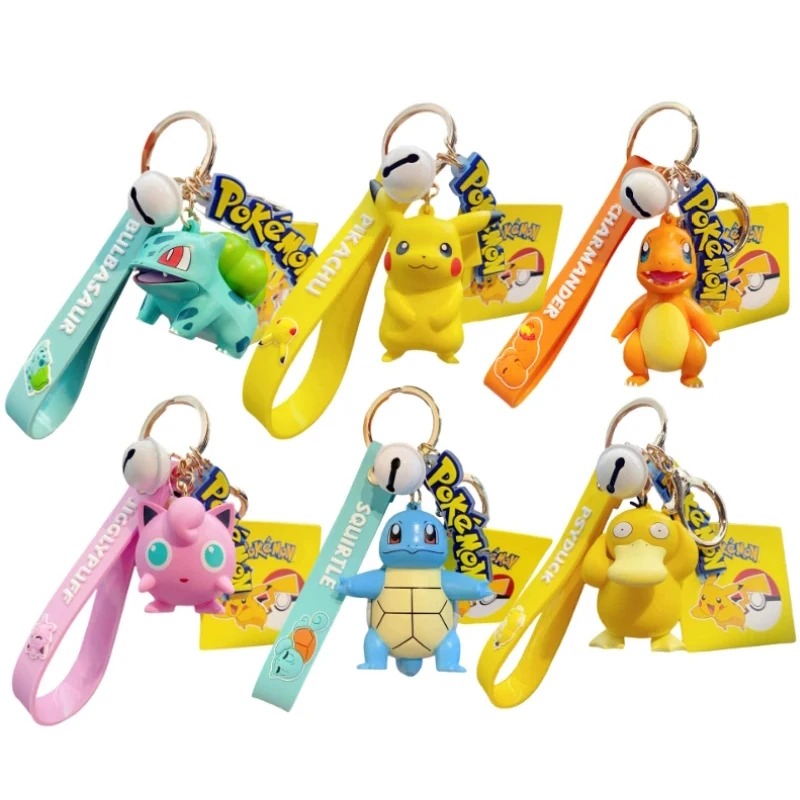 Genuine Pokemon Keychain Pikachu Cartoon Doll Toys Charizard Squirtle Psyduck - £10.56 GBP+