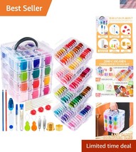 262 PCS Multicolor Embroidery Thread Kit with Tools and 4-Tier Storage Box - $784.64 MXN