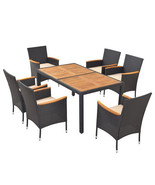 7 Pieces Outdoor Dining Set with Umbrella Hole for Backyard - €495,12 EUR
