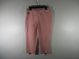 Isaac Mizrahi LIVE! Pink 24/7 stretch crop pants with back slit hem Size... - $8.91