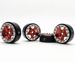 1.0&quot; Aluminum B-Type Beadlock Wheels Silver/Red (4) - £35.30 GBP