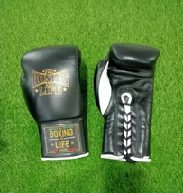 No Boxing No Life Professional Boxing Gloves Black Genuine Leather - $160.00