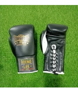 No Boxing No Life Professional Boxing Gloves Black Genuine Leather - $160.00