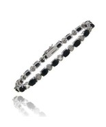 Natural Sapphire Diamond Heart Tennis Bracelet White Gold 14k over 925 SS  - $3,363.51 MXN