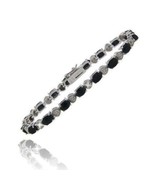 Natural Sapphire Diamond Heart Tennis Bracelet White Gold 14k over 925 SS  - $178.00