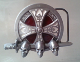 Belt Buckle PIRATE Skull Iron Cross Gothic Celtic Collectible NEW - £39.14 GBP