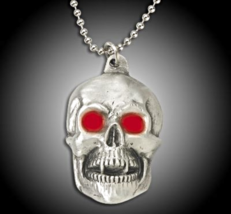 Jewelry Pirate Skull Pendant with Ruby Red Eyes with Chain - £11.95 GBP