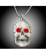 Jewelry Pirate Skull Pendant with Ruby Red Eyes with Chain - £11.84 GBP