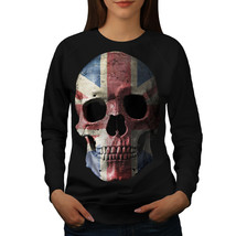 Wellcoda British Flag Skull Womens Sweatshirt, Faded Casual Pullover Jumper - £22.91 GBP+